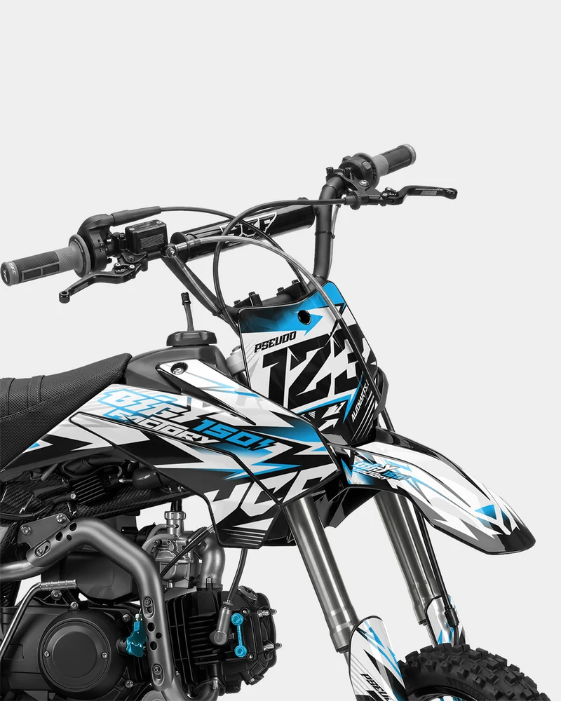 RAMPAGE - Kit Déco Dirt Bike Semi-Personnalisable - Bleu