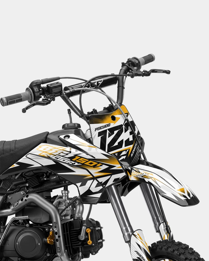 RAMPAGE - Kit Déco Dirt Bike Semi-Personnalisable - Jaune foncé