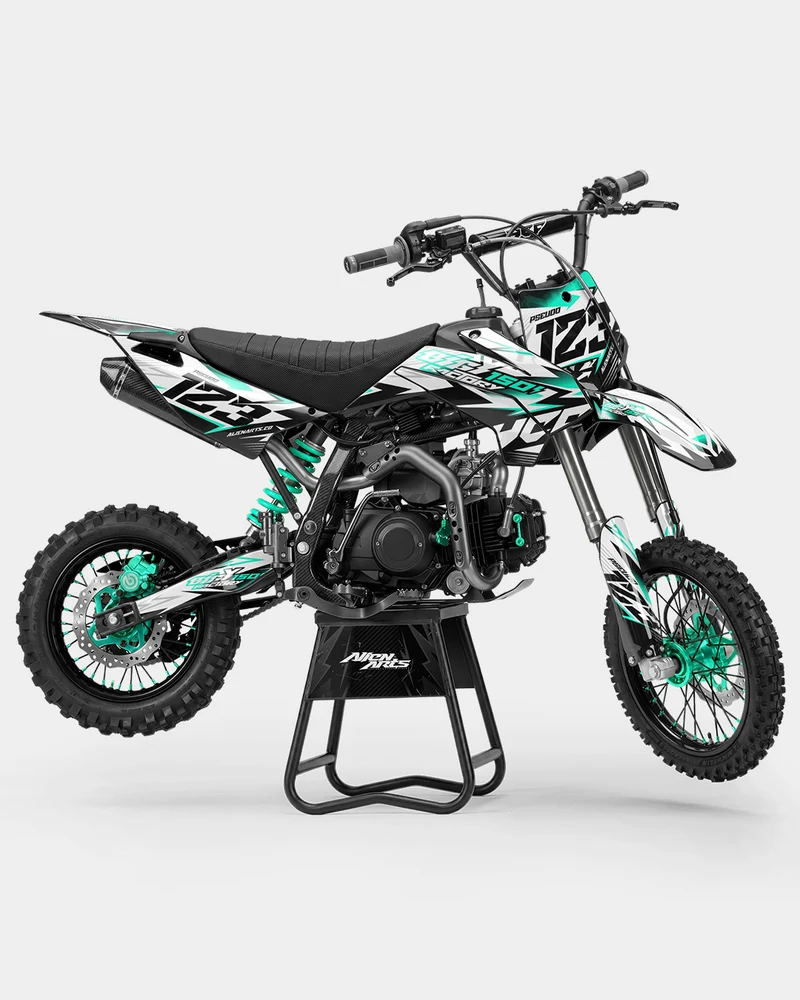 RAMPAGE - Kit Déco Dirt Bike Semi-Personnalisable - Turquoise