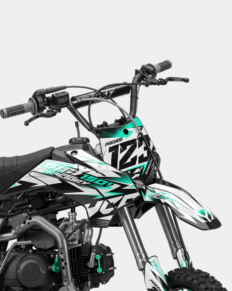 RAMPAGE - Kit Déco Dirt Bike Semi-Personnalisable - Turquoise