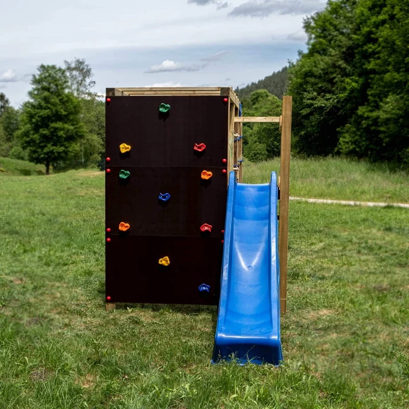 Klettergerüst XXL mit Rutschenpodest und Rutsche - kompletter Bausatz -