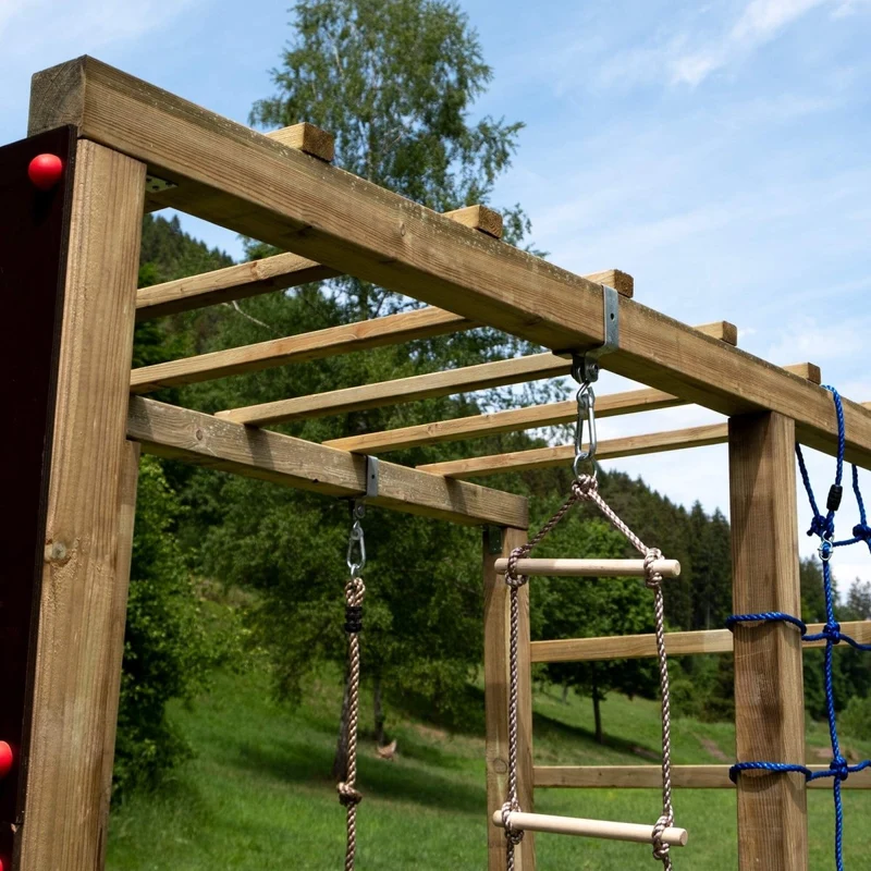 Klettergerüst XXL mit Rutschenpodest und Rutsche - kompletter Bausatz -