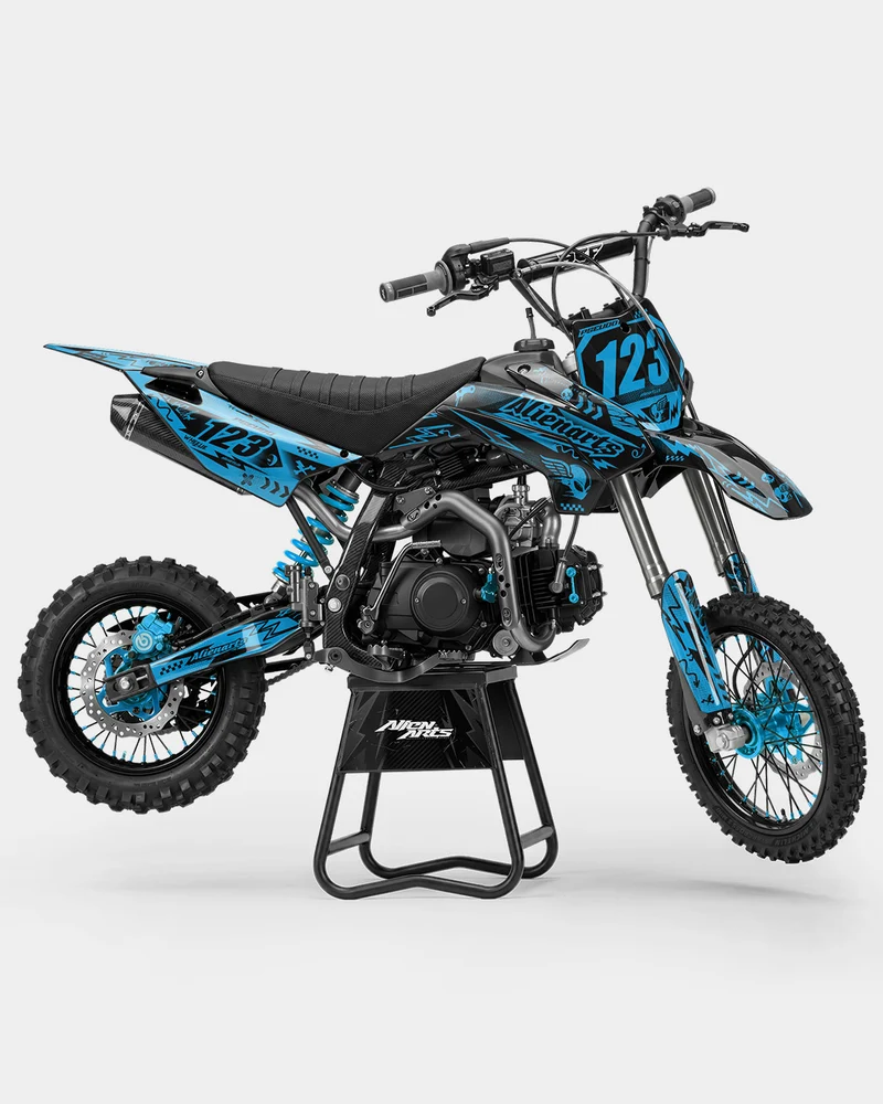 SKIDZO - Kit Déco Dirt Bike Semi-Personnalisable - Bleu