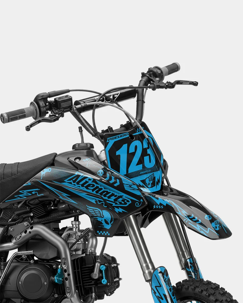 SKIDZO - Kit Déco Dirt Bike Semi-Personnalisable - Bleu