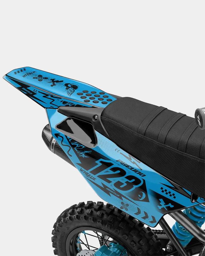 SKIDZO - Kit Déco Dirt Bike Semi-Personnalisable - Bleu