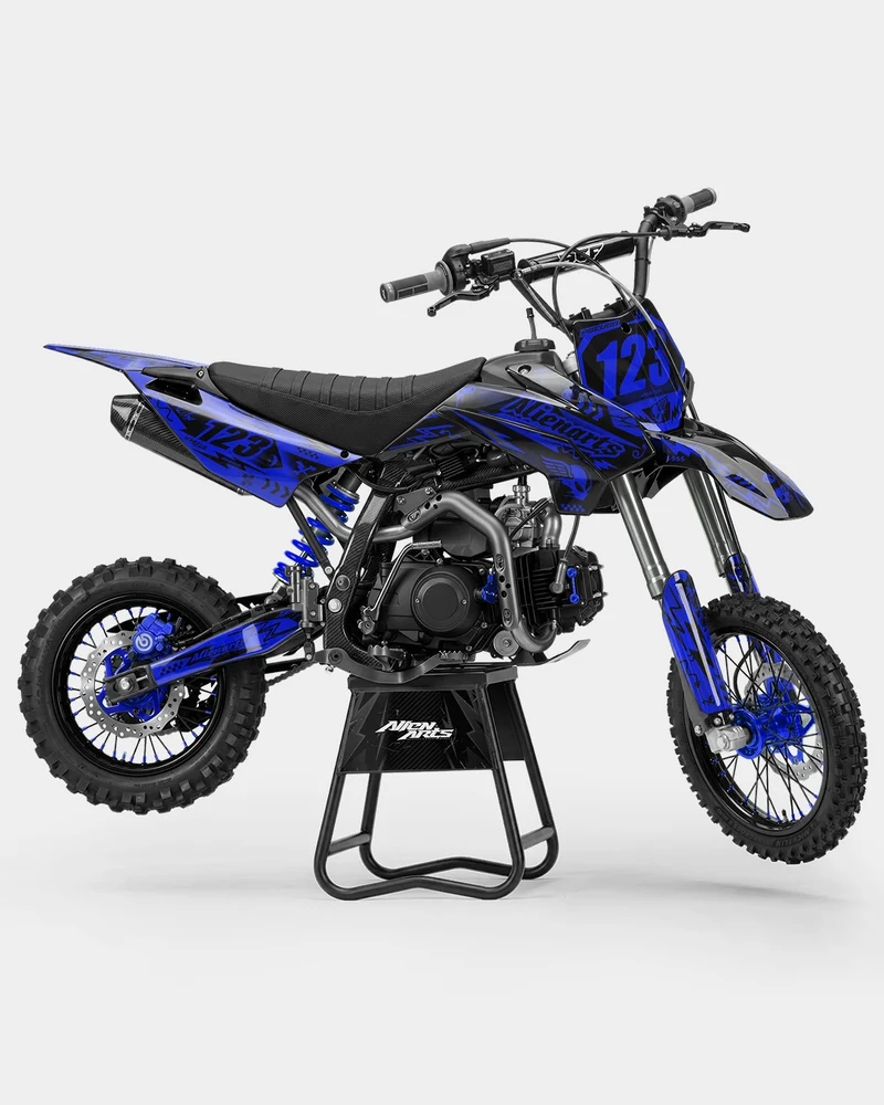 SKIDZO - Kit Déco Dirt Bike Semi-Personnalisable - Bleu foncé