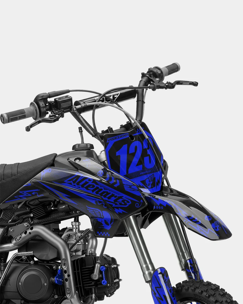 SKIDZO - Kit Déco Dirt Bike Semi-Personnalisable - Bleu foncé