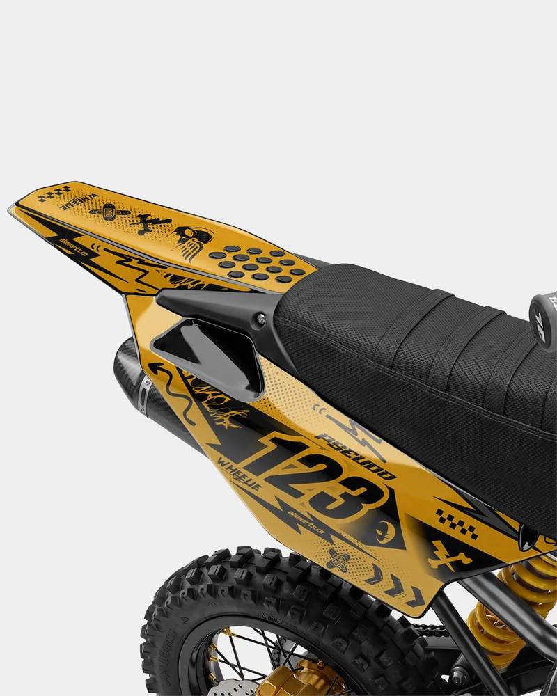 SKIDZO - Kit Déco Dirt Bike Semi-Personnalisable - Jaune foncé