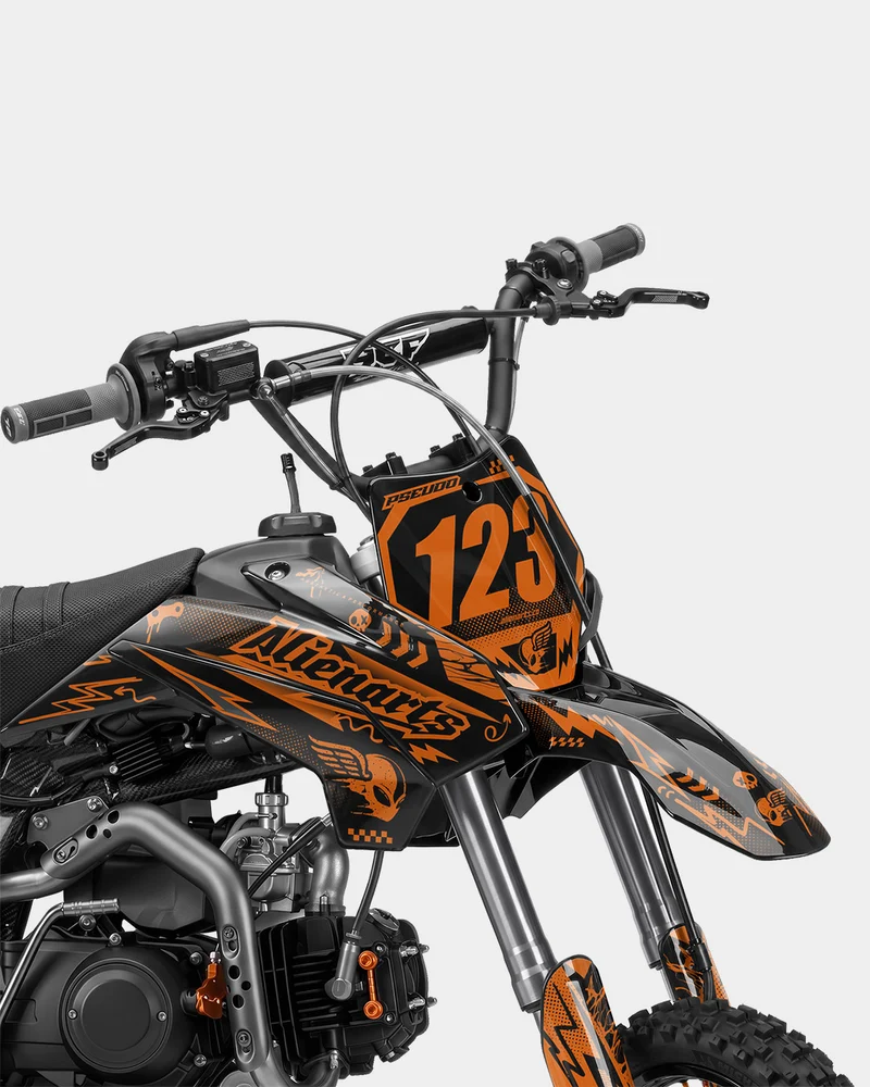 SKIDZO - Kit Déco Dirt Bike Semi-Personnalisable - Orange