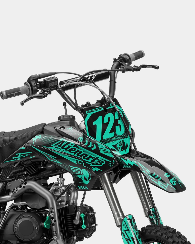 SKIDZO - Kit Déco Dirt Bike Semi-Personnalisable - Turquoise