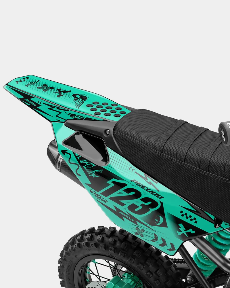 SKIDZO - Kit Déco Dirt Bike Semi-Personnalisable - Turquoise