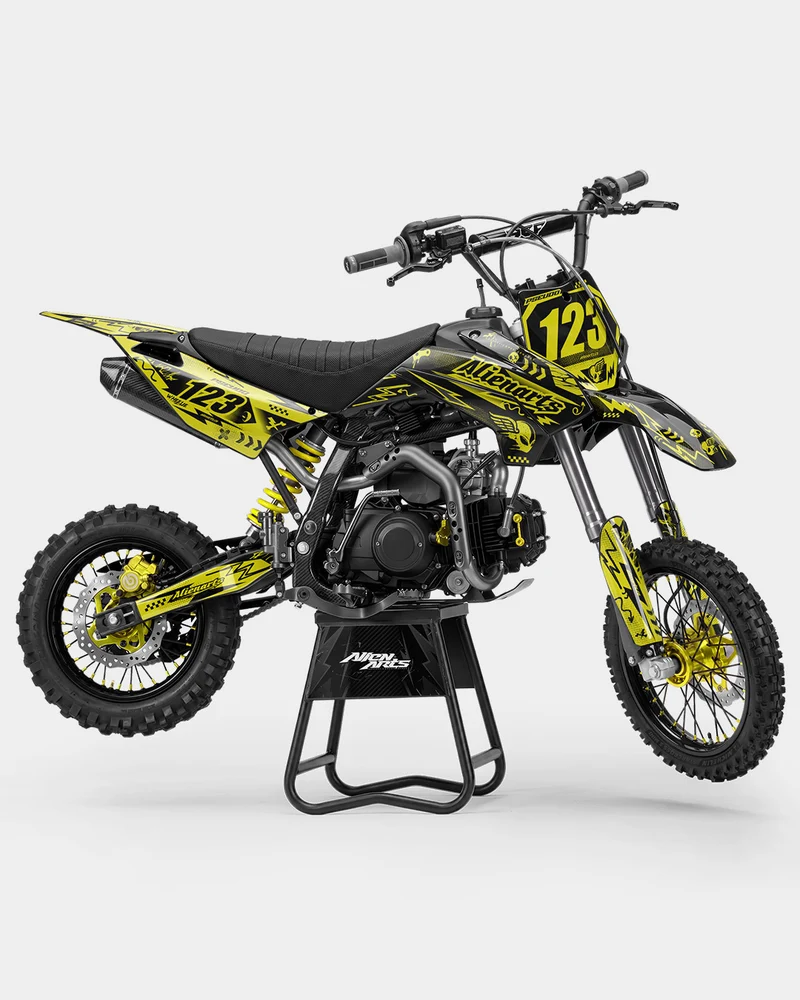SKIDZO - Kit Déco Dirt Bike Semi-Personnalisable - Jaune