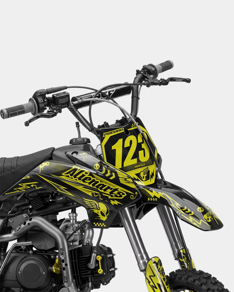 SKIDZO - Kit Déco Dirt Bike Semi-Personnalisable - Jaune