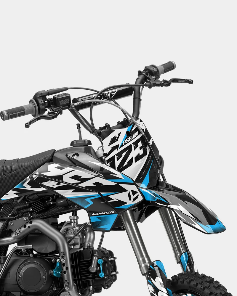 TOHARI - Kit Déco Dirt Bike Semi-Personnalisable - Bleu