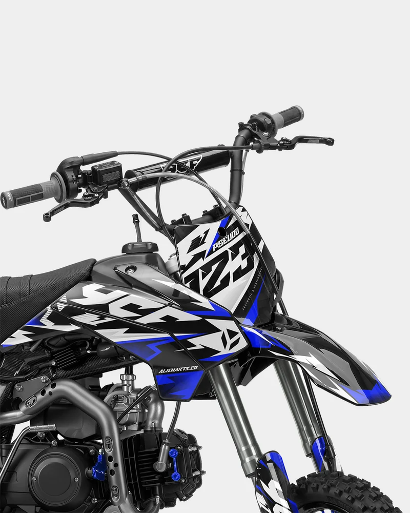 TOHARI - Kit Déco Dirt Bike Semi-Personnalisable - Bleu foncé