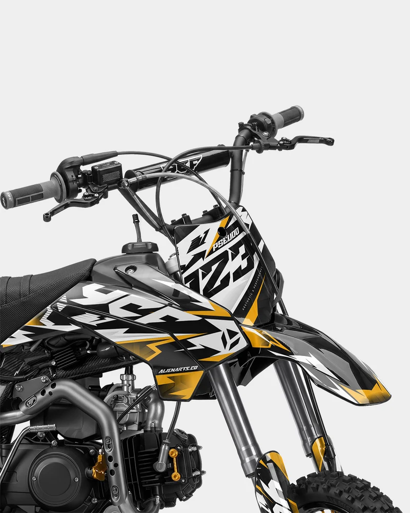 TOHARI - Kit Déco Dirt Bike Semi-Personnalisable - Jaune foncé