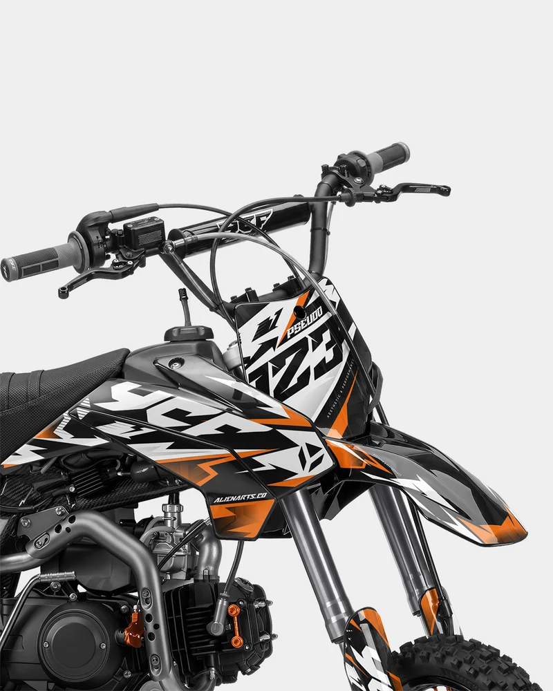 TOHARI - Kit Déco Dirt Bike Semi-Personnalisable - Orange