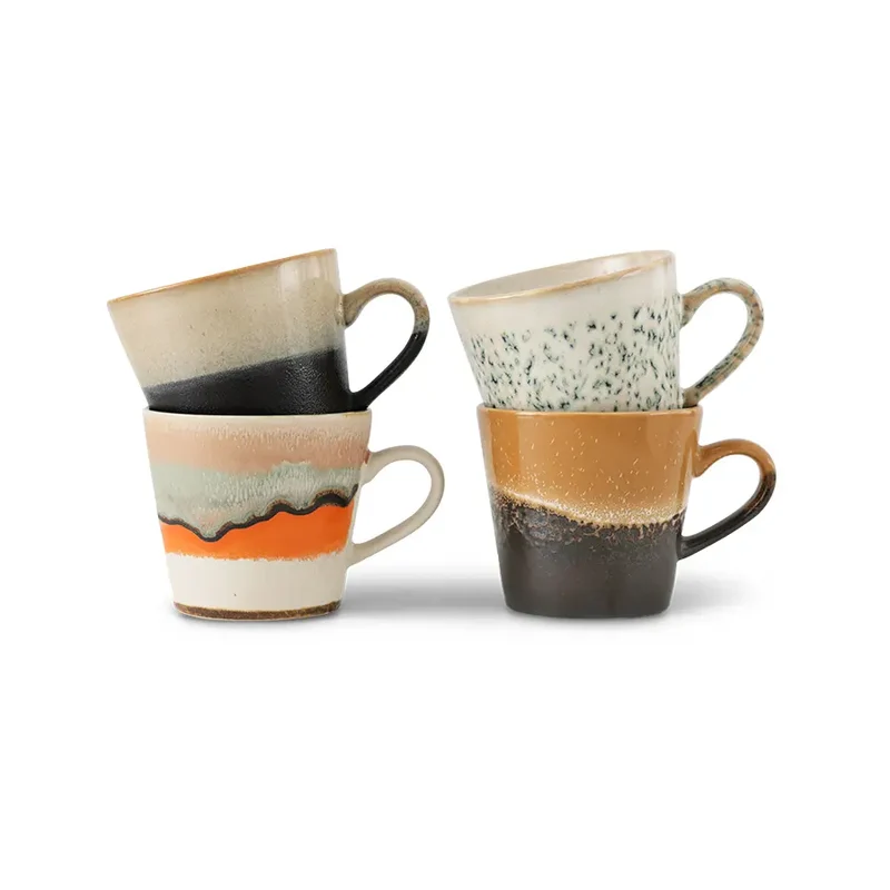 HKliving 70s Ceramics Cappuccino Becher Verve – 4er Set Stoneware