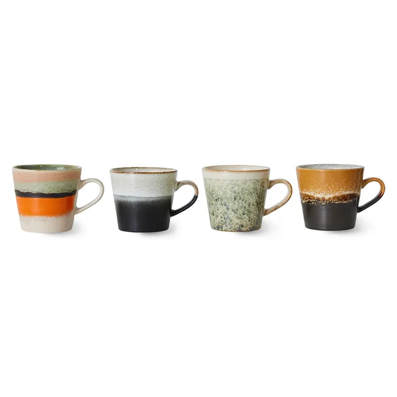 HKliving 70s Ceramics Cappuccino Becher Verve – 4er Set Stoneware