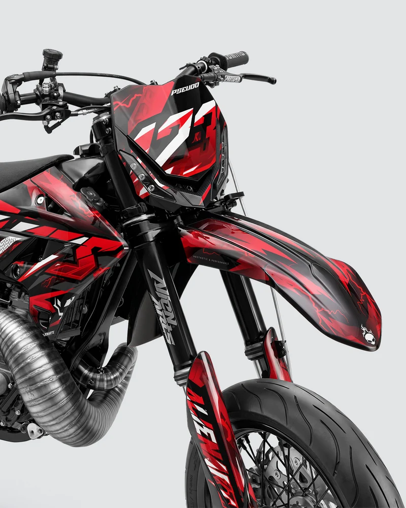 KINETIC - Kit Déco Supermotard Semi-Personnalisable - Rouge