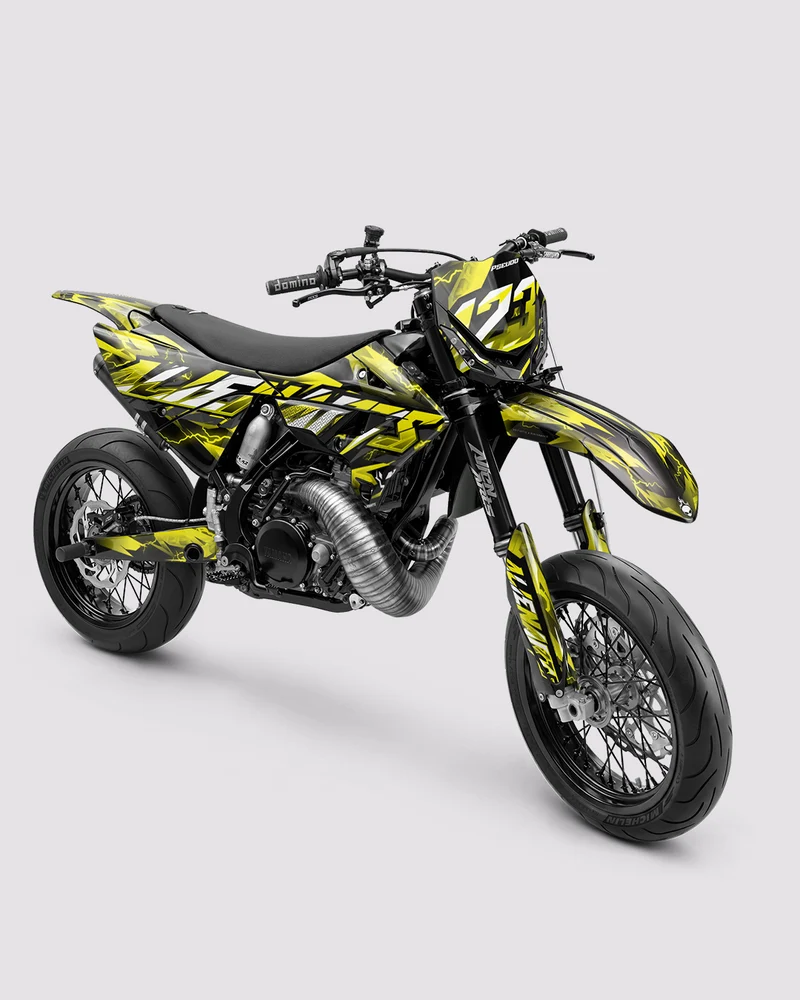KINETIC - Kit Déco Supermotard Semi-Personnalisable - Jaune
