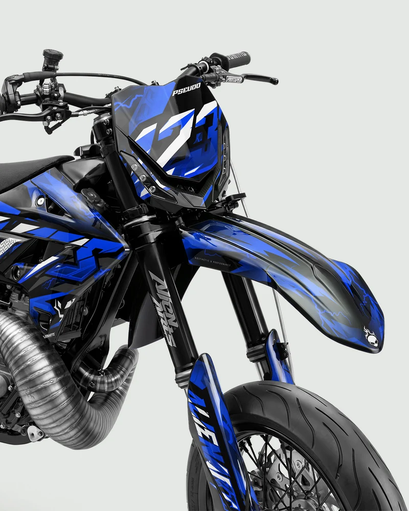 KINETIC - Kit Déco Supermotard Semi-Personnalisable - Bleu