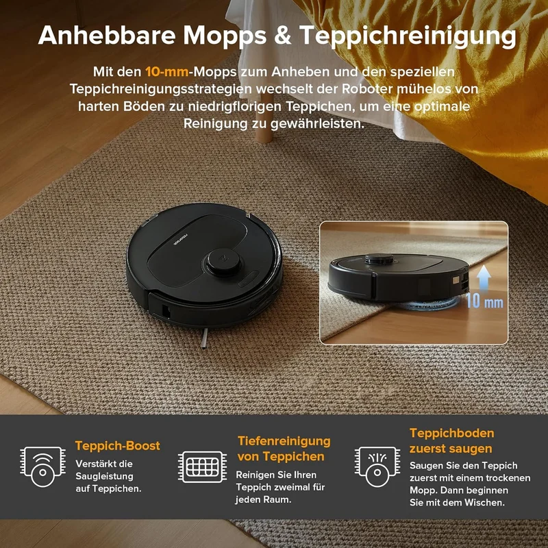 roborock QV 35A Set Saugroboter mit Wischfunktion mit 8.000 Pa Saugkraft