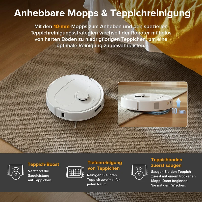 roborock QV 35A Set Saugroboter mit Wischfunktion mit 8.000 Pa Saugkraft