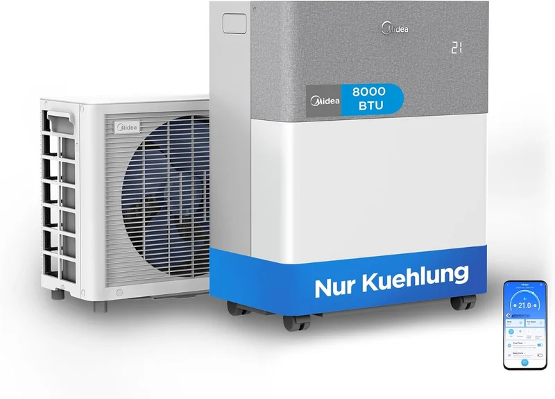 Midea Portasplit Cool Mobile Klimaanlage, nur Kühlung, A++, 8000 BTU 2, 3kW