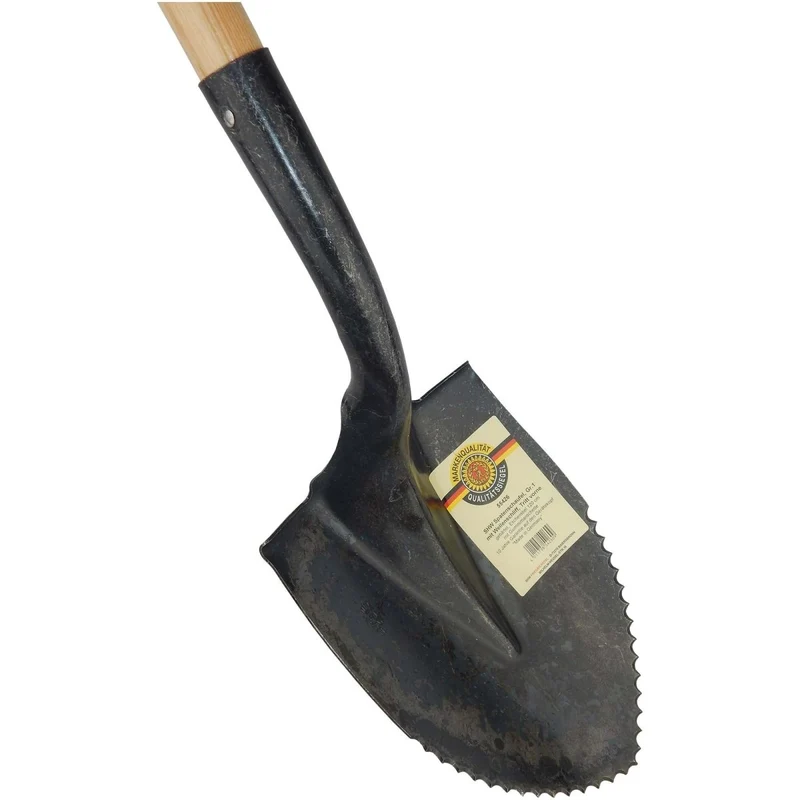 SHW Spatenschaufel Wellenschliff, mit schwarzem Griff und Eschenstiel 120 cm