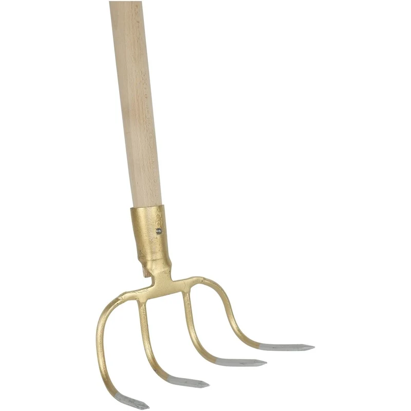 SHW Dunghacke, 4 Zinken, mit Federdülle und Buchenstiel 130 cm
