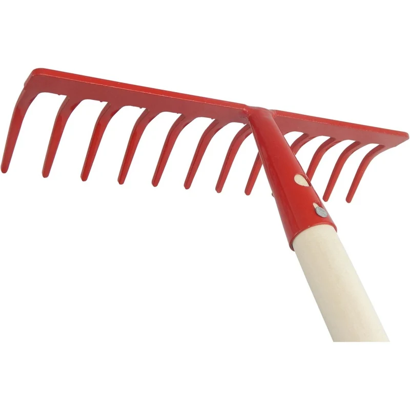 SHW Gartenrechen, rot mit Espenholzstiel