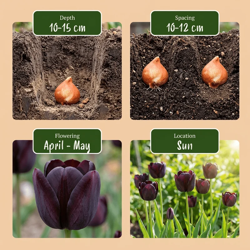 Schwarze Tulpe – Tulipa online kaufen | 35 bis 280 Blumenzwiebeln, tiefdunkelviolett & elegant – Wurzelwerk Design