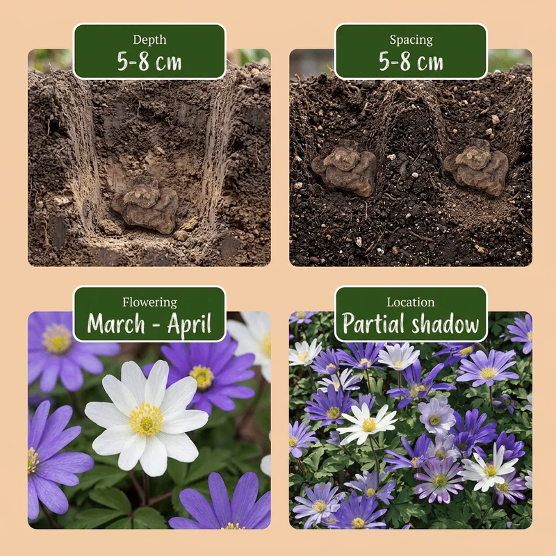 Strahlenanemone – Anemone blanda online kaufen | 50 bis 400 Knollen, bunt & verwildernd – Wurzelwerk Design