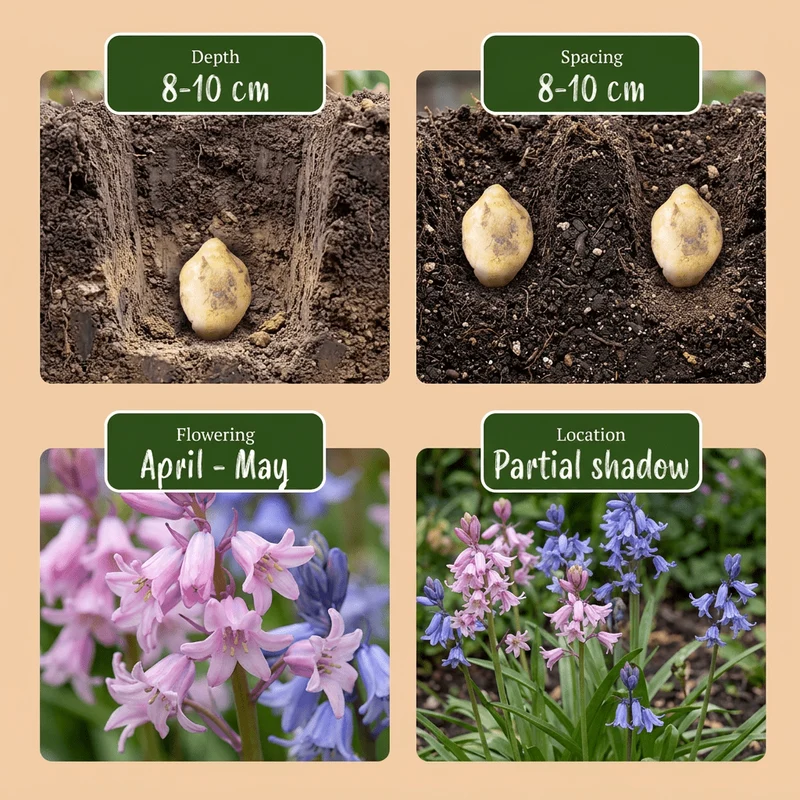 Spanisches Hasenglöckchen – Hyacinthoides hispanica online kaufen | 40 bis 320 Blumenzwiebeln, schattenverträglich – Wurzelwerk Design