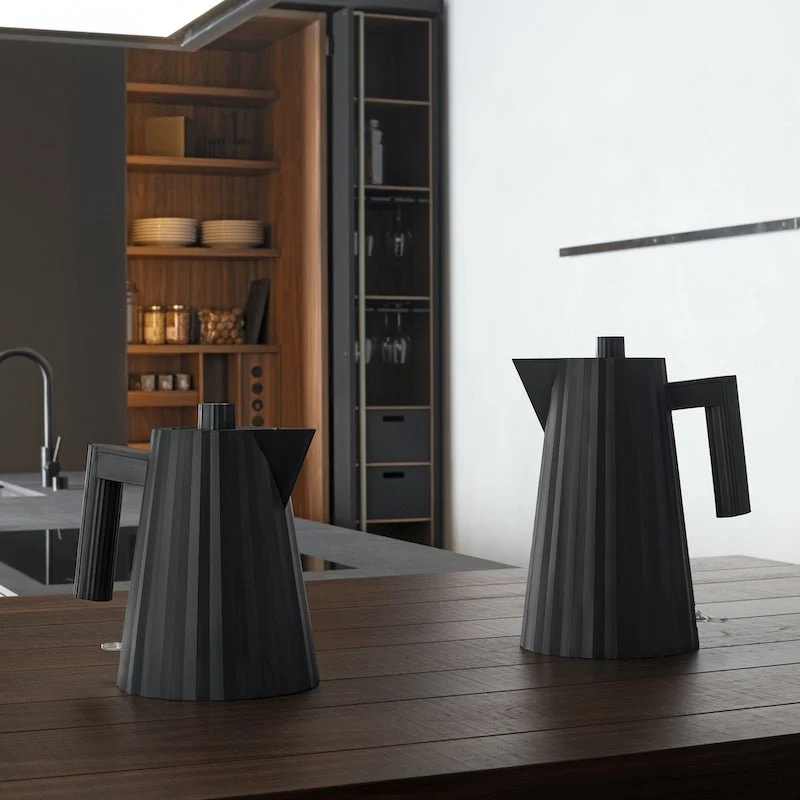 Alessi Plissé Set Schwarz – Wasserkocher 1,7 L + Toaster + Gratis Aufsatz