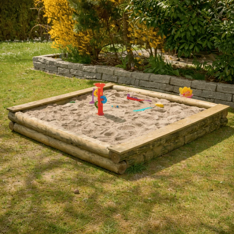 Sandkasten - Rundholz - inkl. 2 Sitzbrettern