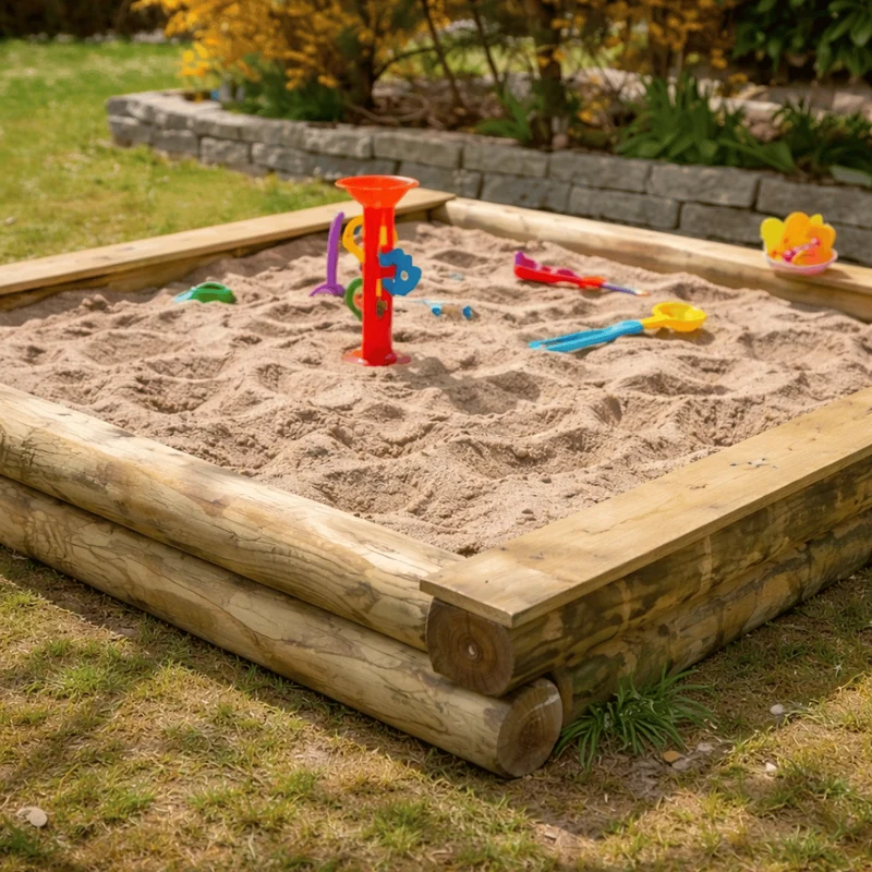 Sandkasten - Rundholz - inkl. 2 Sitzbrettern