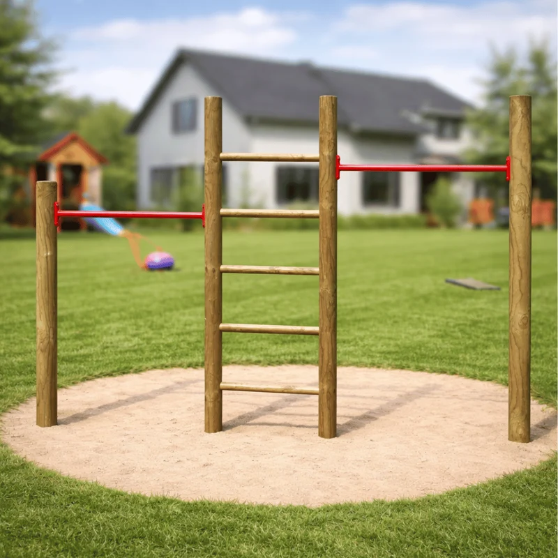 Kletterreck mit 2 Reckstangen und Kletterleiter, 260 cm lang - kompletter Bausatz -