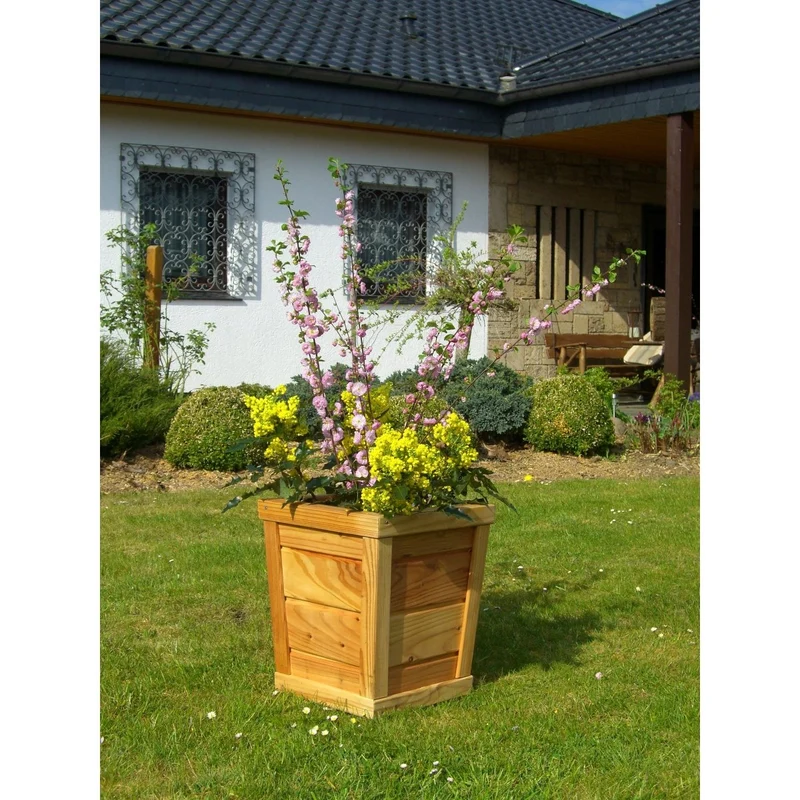 Blumenkasten Lärche Natur, inkl. Stoffeinsatz - fertig montiert -