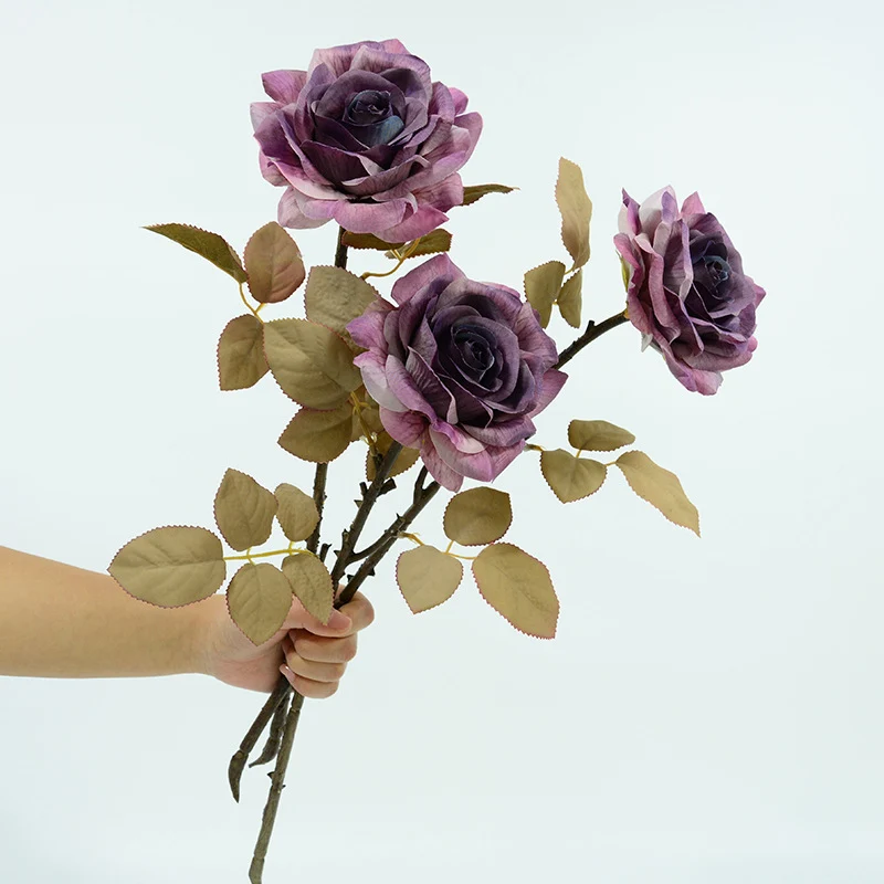 Künstliche Rosen, Seidenblumen Bouquet mit 1 Blüte, 3 Stiele pro Pack, 49 cm hoch, für Hochzeiten & Dekoration