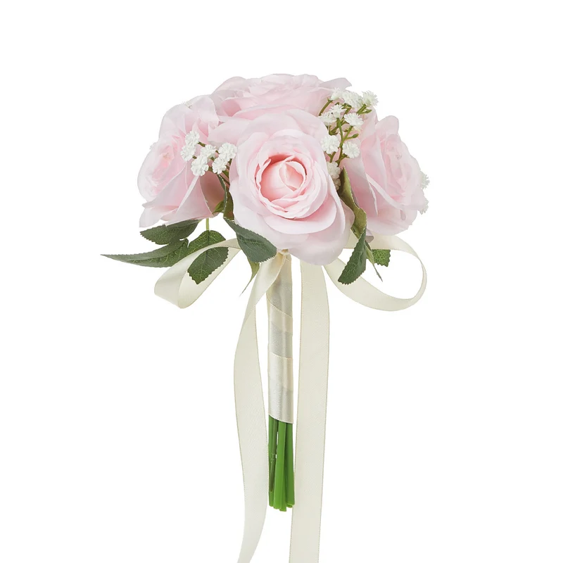 Hochzeitsstrauß aus künstlichen Rosen und Baby’s Breath, 27,5 cm, aus Seidenstoff