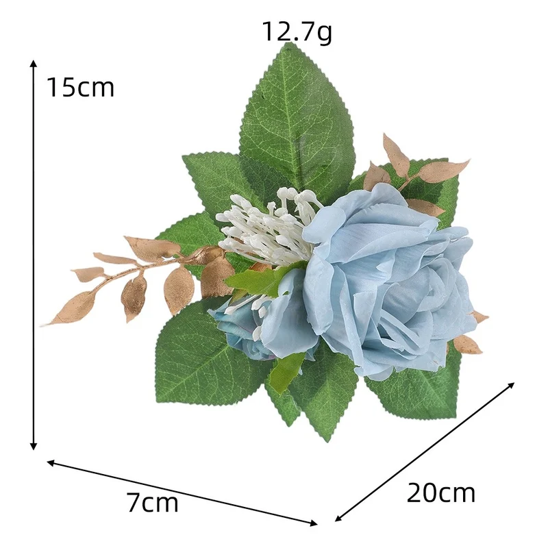 Künstliche Rosen, 3 Blüten, 24 cm, retro Design, Kunststoff, Hochzeits- und Schaufensterdekoration