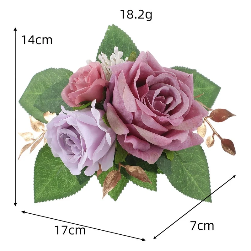 Künstliche Rosen, 3 Blüten, 24 cm, retro Design, Kunststoff, Hochzeits- und Schaufensterdekoration