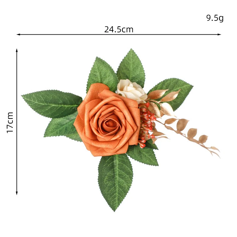 Künstliche Rosen, 3 Blüten, 24 cm, retro Design, Kunststoff, Hochzeits- und Schaufensterdekoration