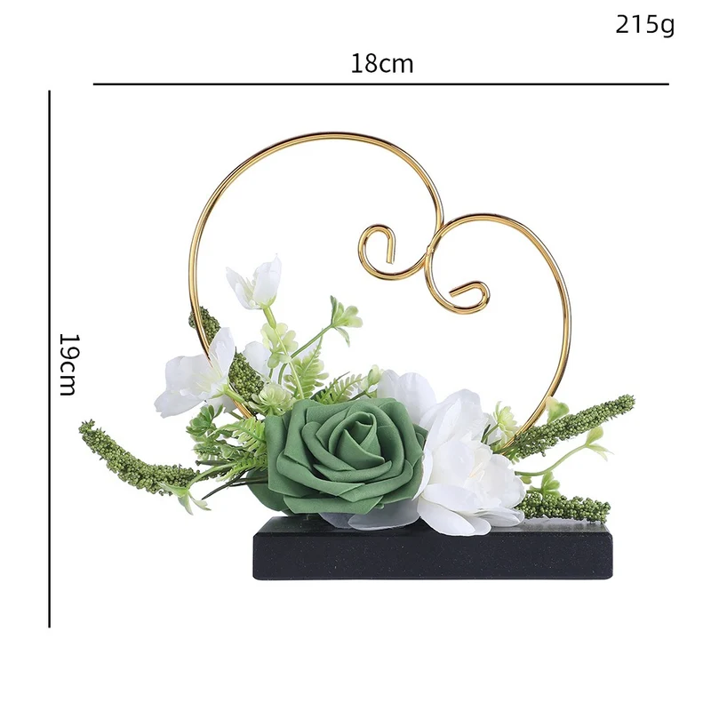 Retro Herzringhalter mit künstlichen Rosen und Gänseblümchen, 19 cm, inklusive Blumentopf
