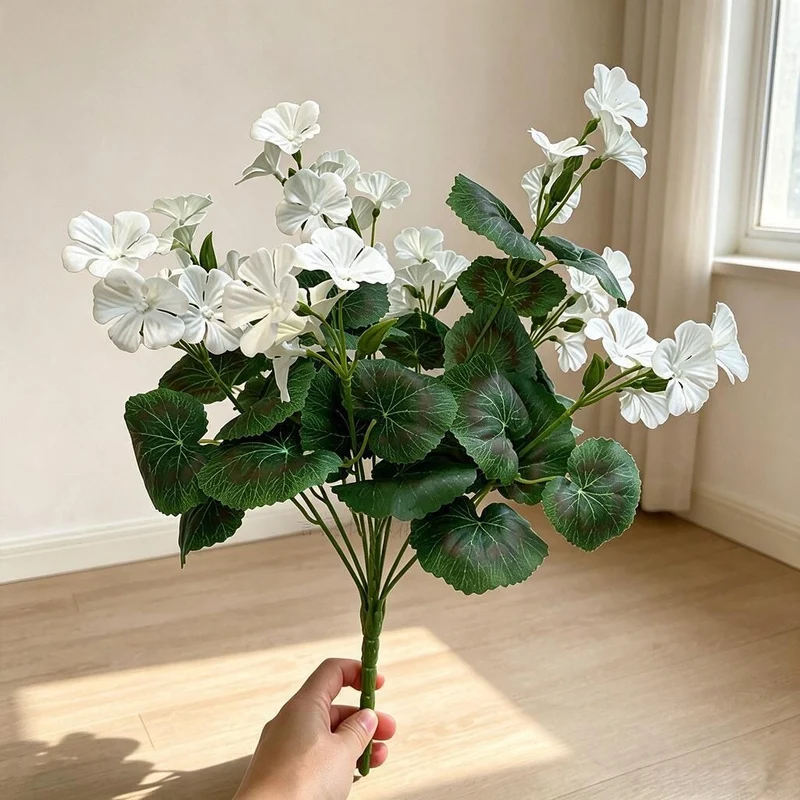 Künstliche Begonien-Blütenbusch, 100 cm, 36 Blüten, für Zuhause, Büro, Hochzeiten und Veranstaltungen