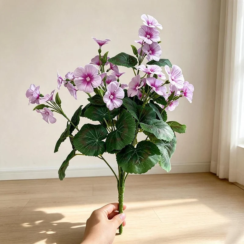 Künstliche Begonien-Blütenbusch, 100 cm, 36 Blüten, für Zuhause, Büro, Hochzeiten und Veranstaltungen