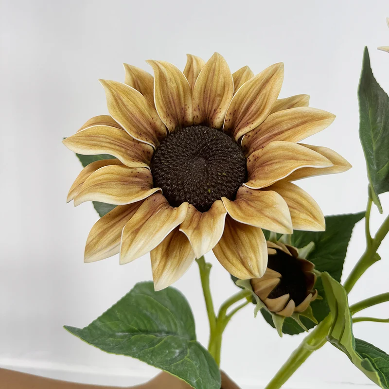 116cm künstliche Sonnenblumen, 2-Blüten-Busch, für Hochzeitsdekoration und Innenraumgestaltung