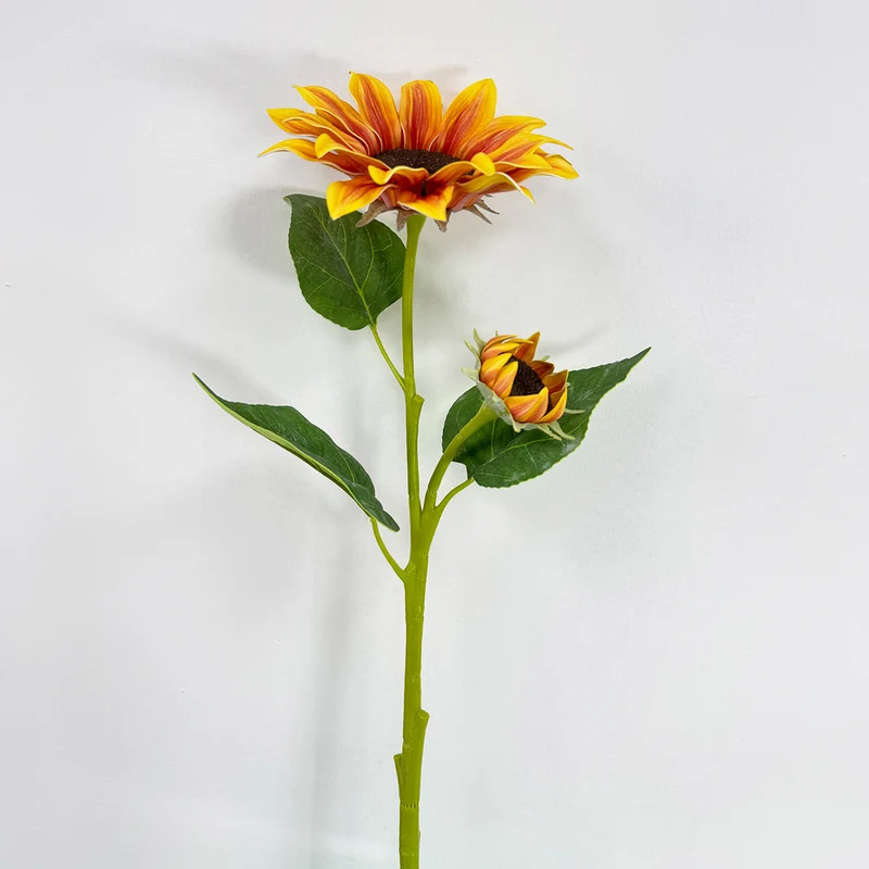116cm künstliche Sonnenblumen, 2-Blüten-Busch, für Hochzeitsdekoration und Innenraumgestaltung